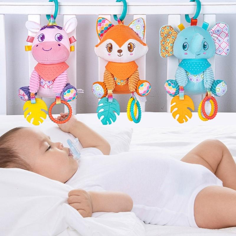 Interactive Baby Bed Hanging Decoration Toy Feature Squeaky Rattle Design For Sensory Play And Cognitive Growth