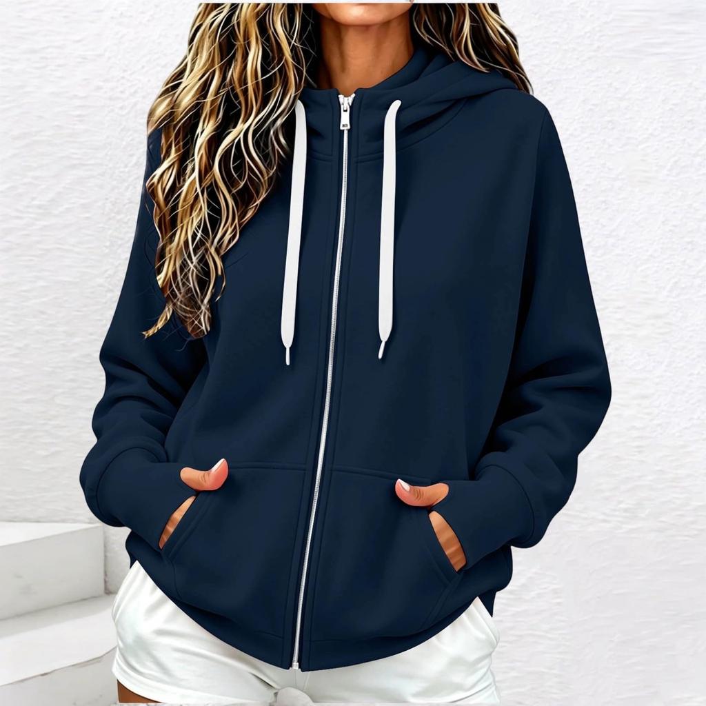 Women's Casual Zip Up Hoodie Sweatshirt with Pockets for Everyday Wear