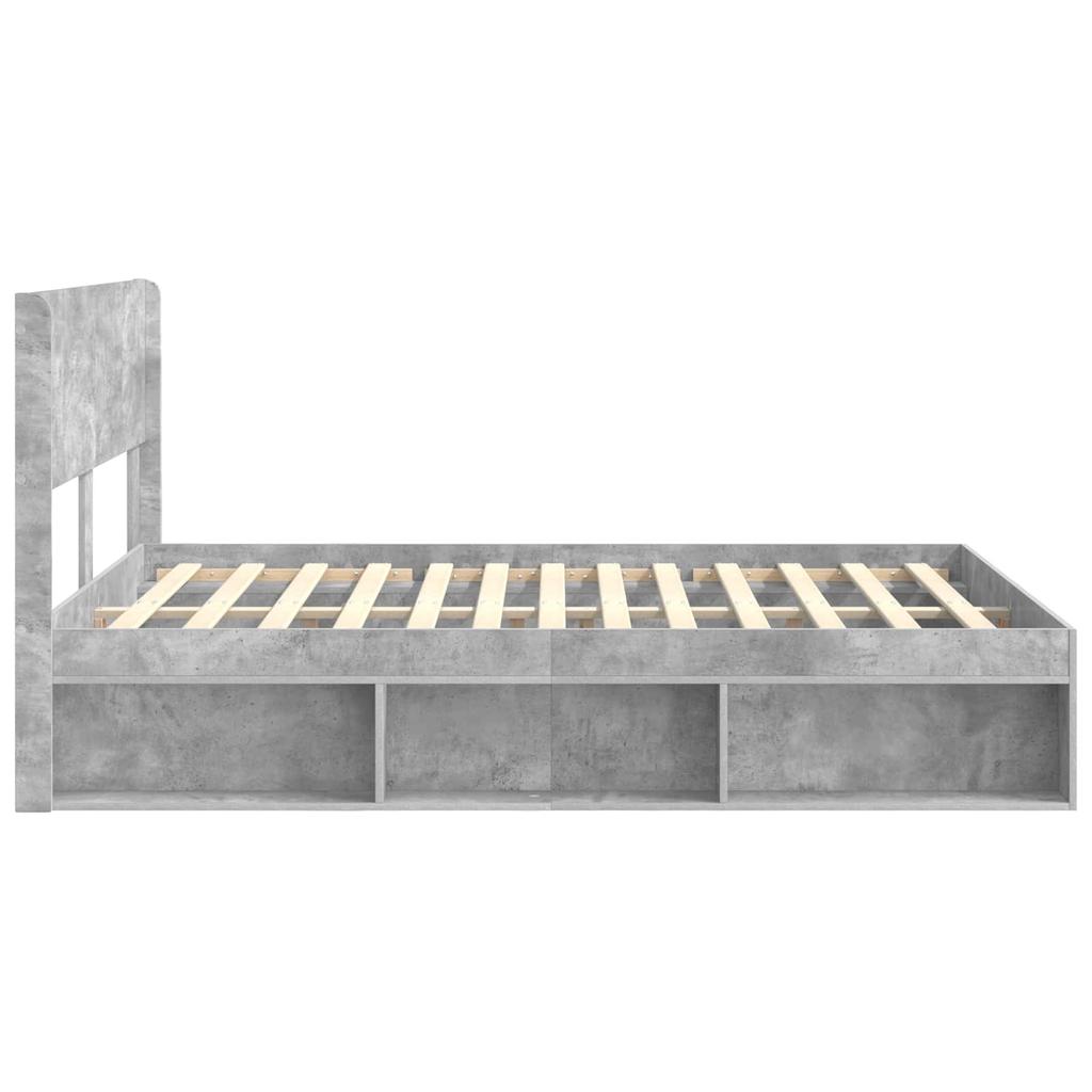 Bed Frame with Storage Space and Headboard Concrete Grey 140 x 200 cm
