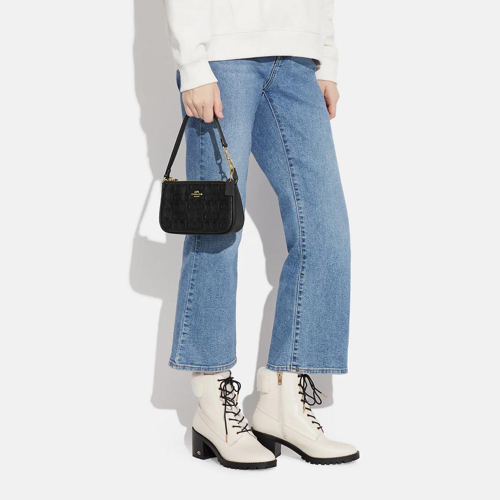New COACH Nolita Calfskin With Leather Shoulder Bag, Wrist Bag, Clutch Trumpets Women's Black C7362-IMBLK