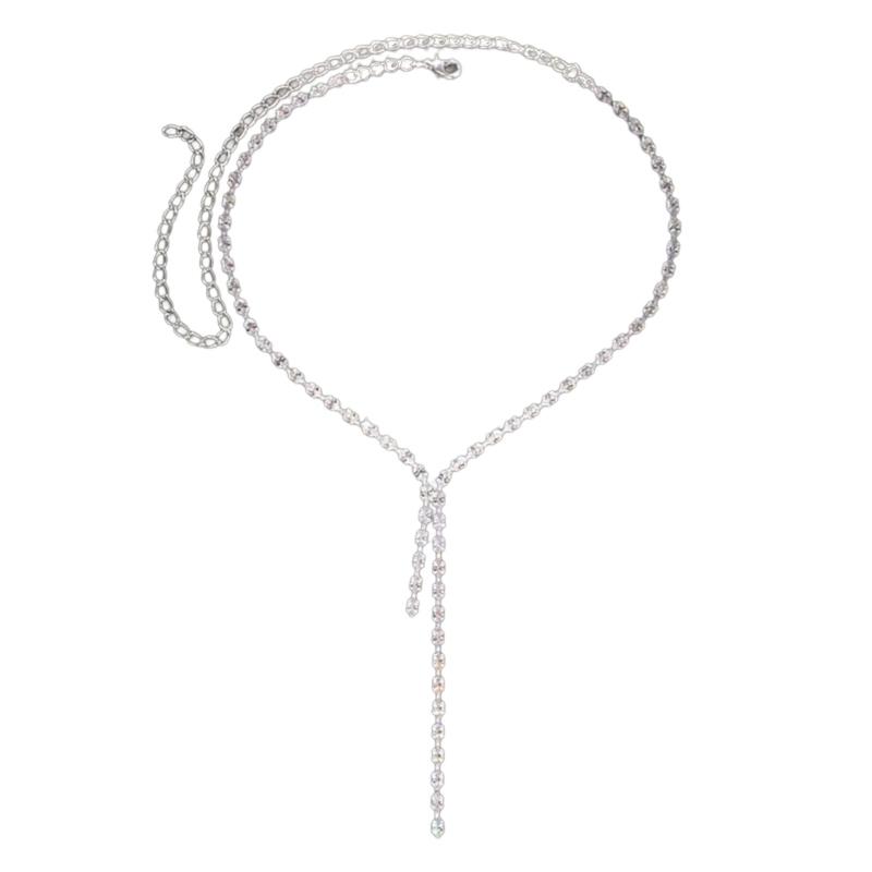 

Adjustable Length Cubic Zirconia Fringe Necklace Shimmering Stones Jewelry for Elegant Fashion and Various Event