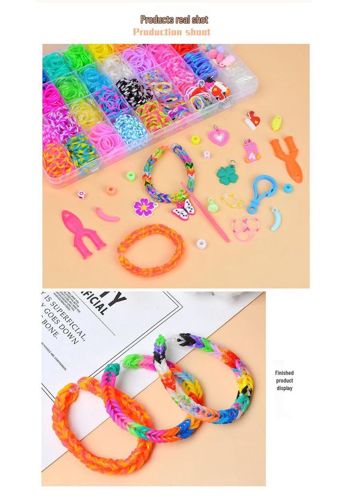 36-Grid Loom Kit: 1600 Rainbow Bands & Weaving Tools for DIY Educational Children's Bracelet Crafts