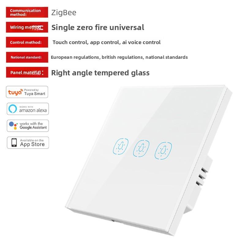 Zigbee Smart Home Glass Touch Control Panel Wifi Wall Switch Waterproof Retro Style Google Assistant Supported Works Alexa