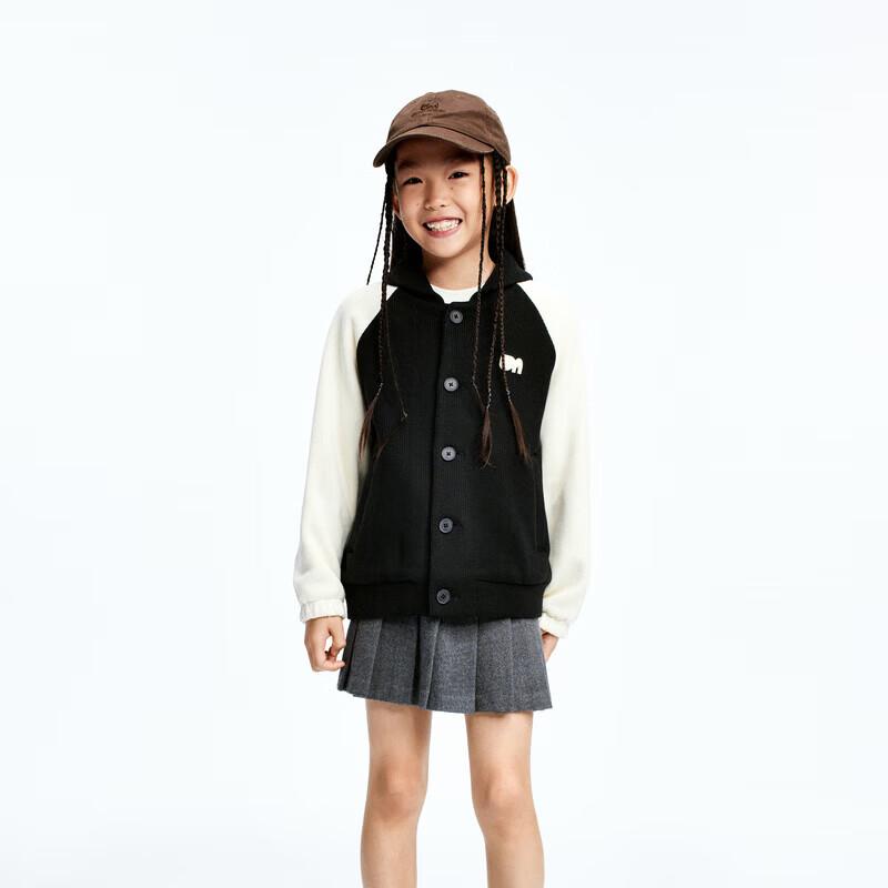 little MO&Co. Unisex Kids Pure Cotton Baseball Collar Cardigan 140