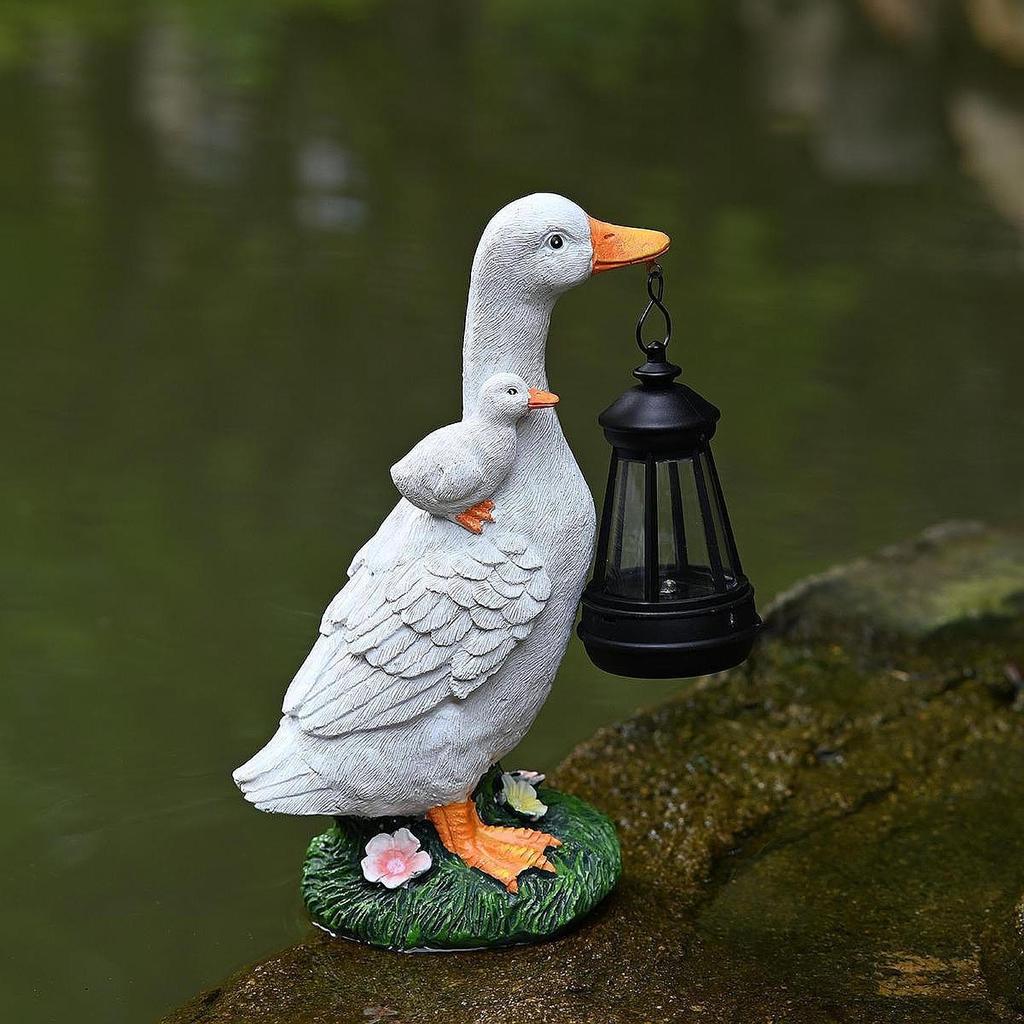 Garden Statue Figurine Lights with Solar Lantern Home Decor Crafts Cute for Balcony