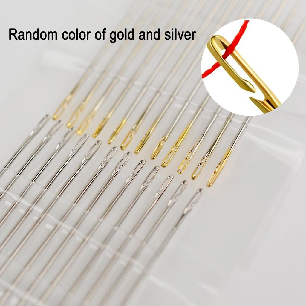 60/12Pcs Blind Needles Sewing Stainless Steel Elderly Needle Side Holes No Need for Threading Manual Household Diy Jewelry