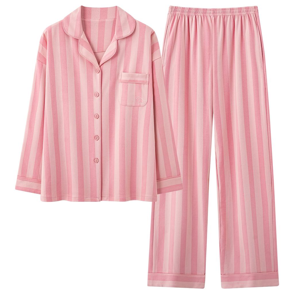 Pajamas women's spring and autumn pure cotton long-sleeved autumn 1011 new high-end cardigan autumn and winter thin large-size loungewear