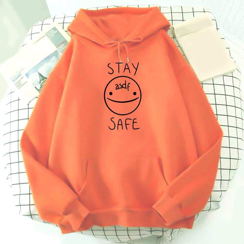 Eddsworld Smile STAY SAFE Oversized Hoodie WoUnisex Funny Print Long Sleeve Pullover Kawaii Fashion Autumn Winter Sweatshirts