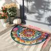 Colorful Ethnic Style Flower Semi-Circular Carpet Soft Non-Slip Decorative Mat 2D Print Aesthetic Rug for Bedroom Balcony Entrance