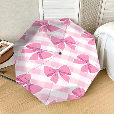 1 Stück entzückender rosa Schirm mit Schleifenmuster - Outdoor-Reiseaccessoire, leicht & langlebig, perfektes Geschenk für jeden Anlass m1216003