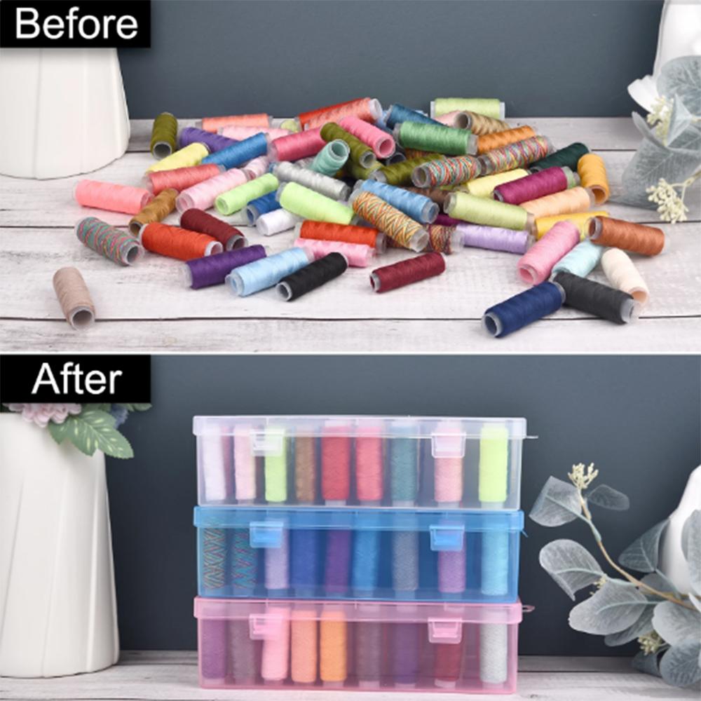 24 spools sewing kit, large sewing box organizer, portable thread storage case, multifunctional sewing accessories box