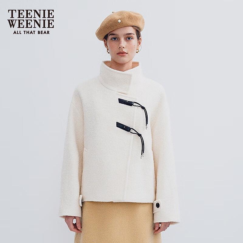 Teenie Weenie Women's Stand Collar Diagonal Placket Wool Coat