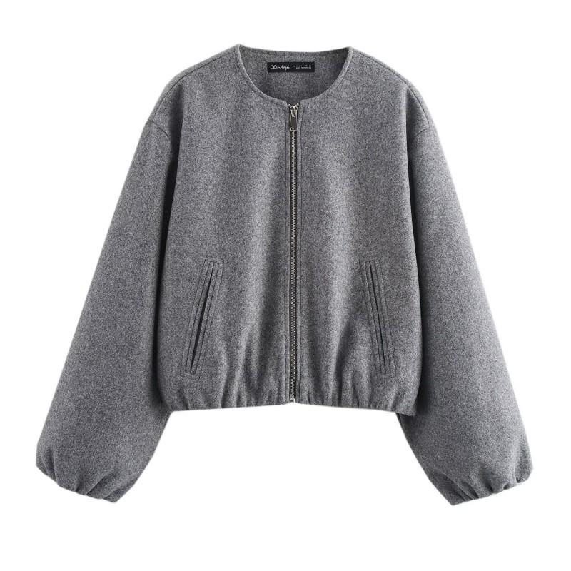 Womens Streetwear Soft Zipper Jacket Coat Winter Casual Chic Outerwear