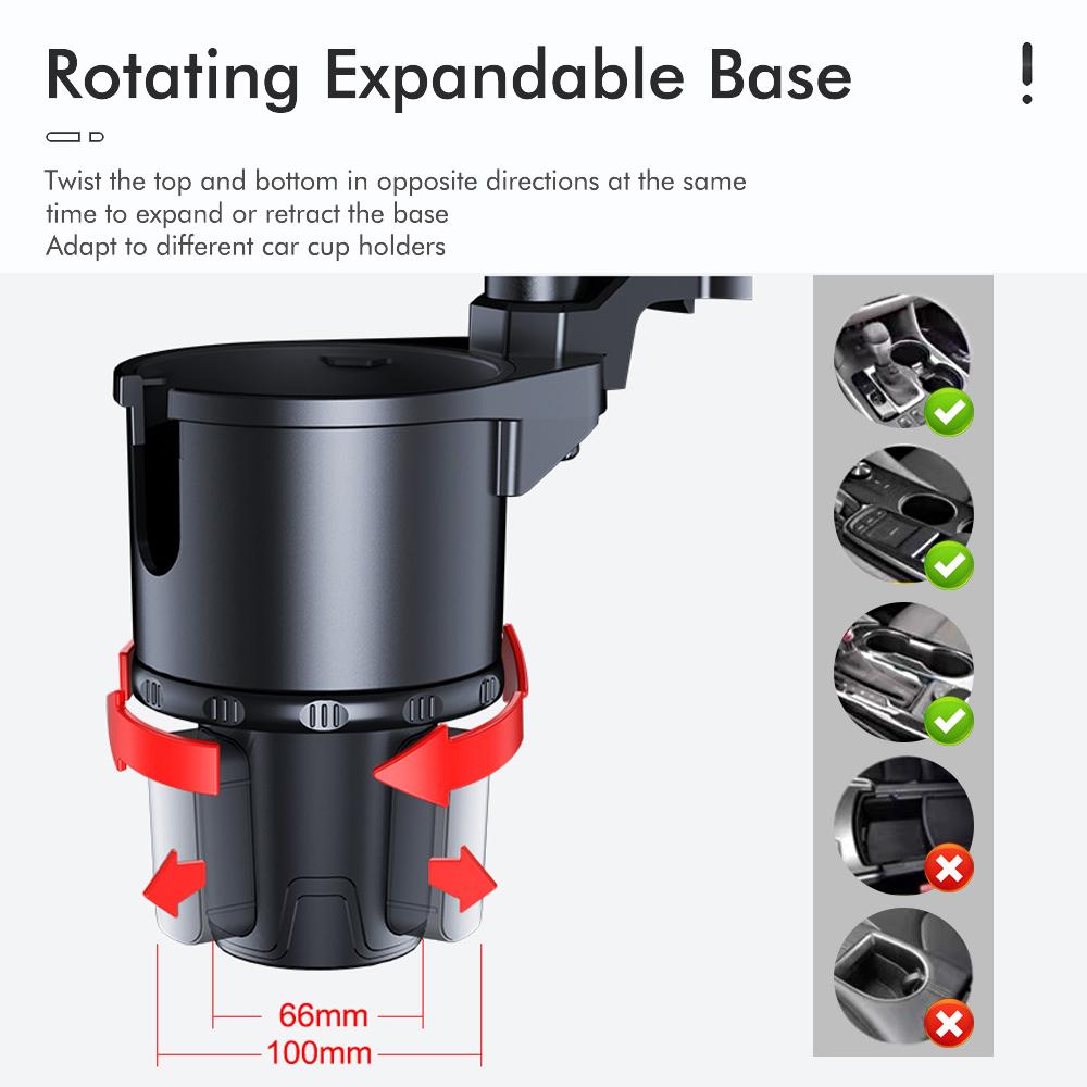 4-in-1 Multi-purpose Car Cup Holder: 360-degree Rotating Car Tray with Mobile Phone Holder and Beverage Holder