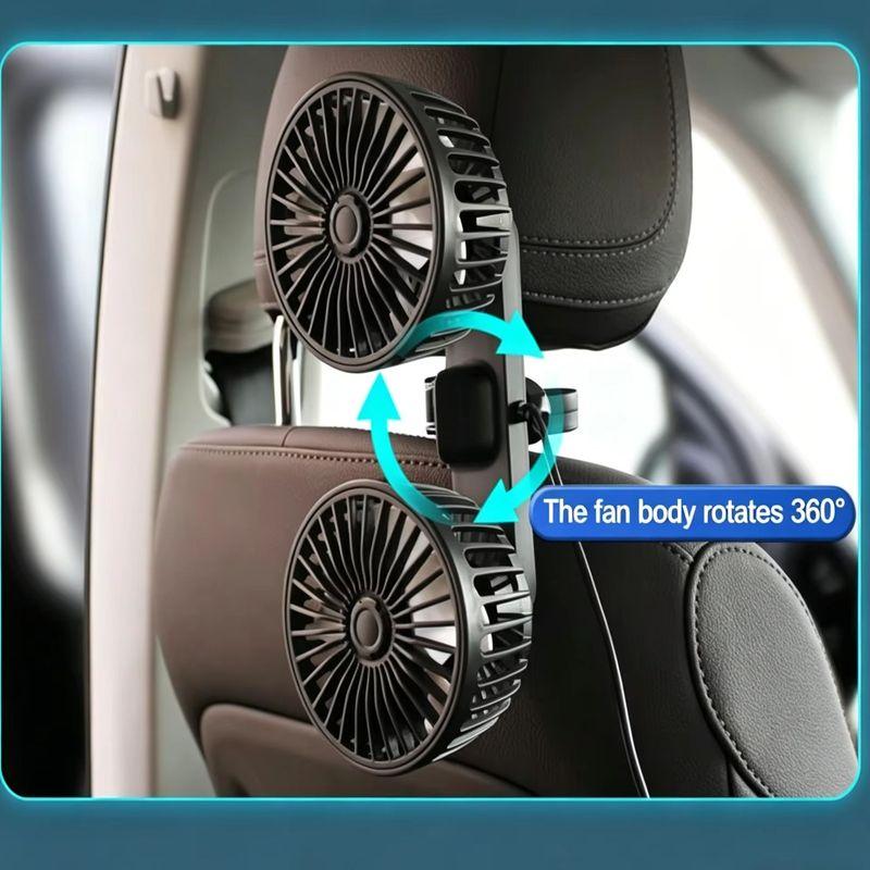 3-speed Car Seat Back Cooling Fan USB Charge Dual Head Fan 360 Degree Rotation Neck Cooler for Summer Car Accessories
