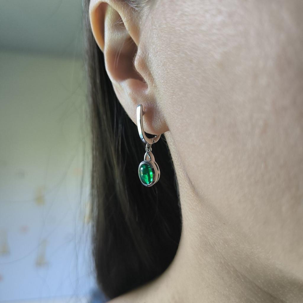 Серебряные серьги с изумрудом nano 2.163ct (2192206)