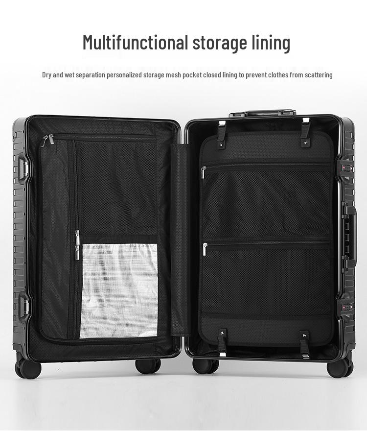 Aluminum-Magnesium Alloy Trolley Case with Universal Wheels