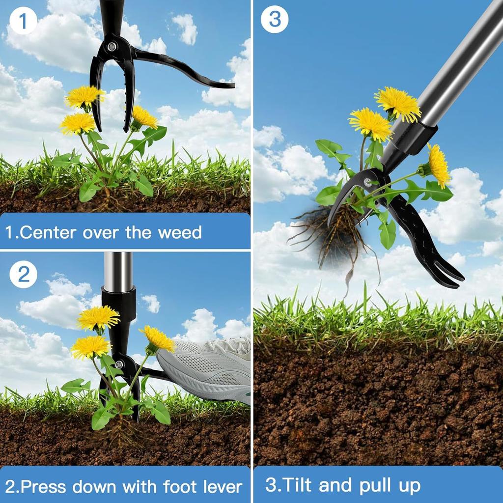 Three Stage Standing Grass Removal Device Without Bending Over, Manual Weeding Shovel, Uprooter, Garden Weeding Tool