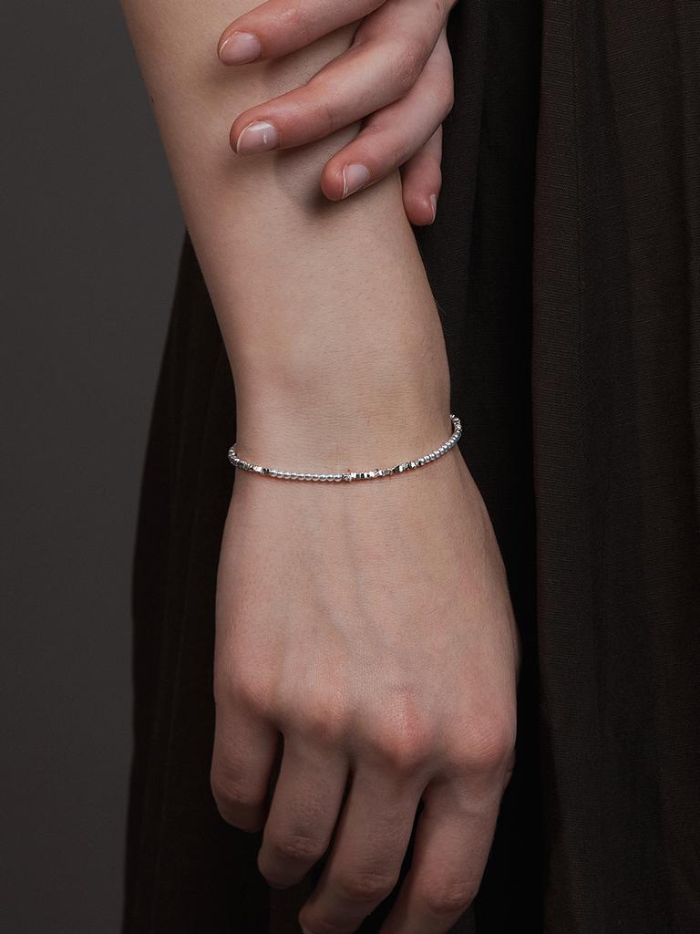 Hei [Sv925] Cutting Silver Beads Bracelet