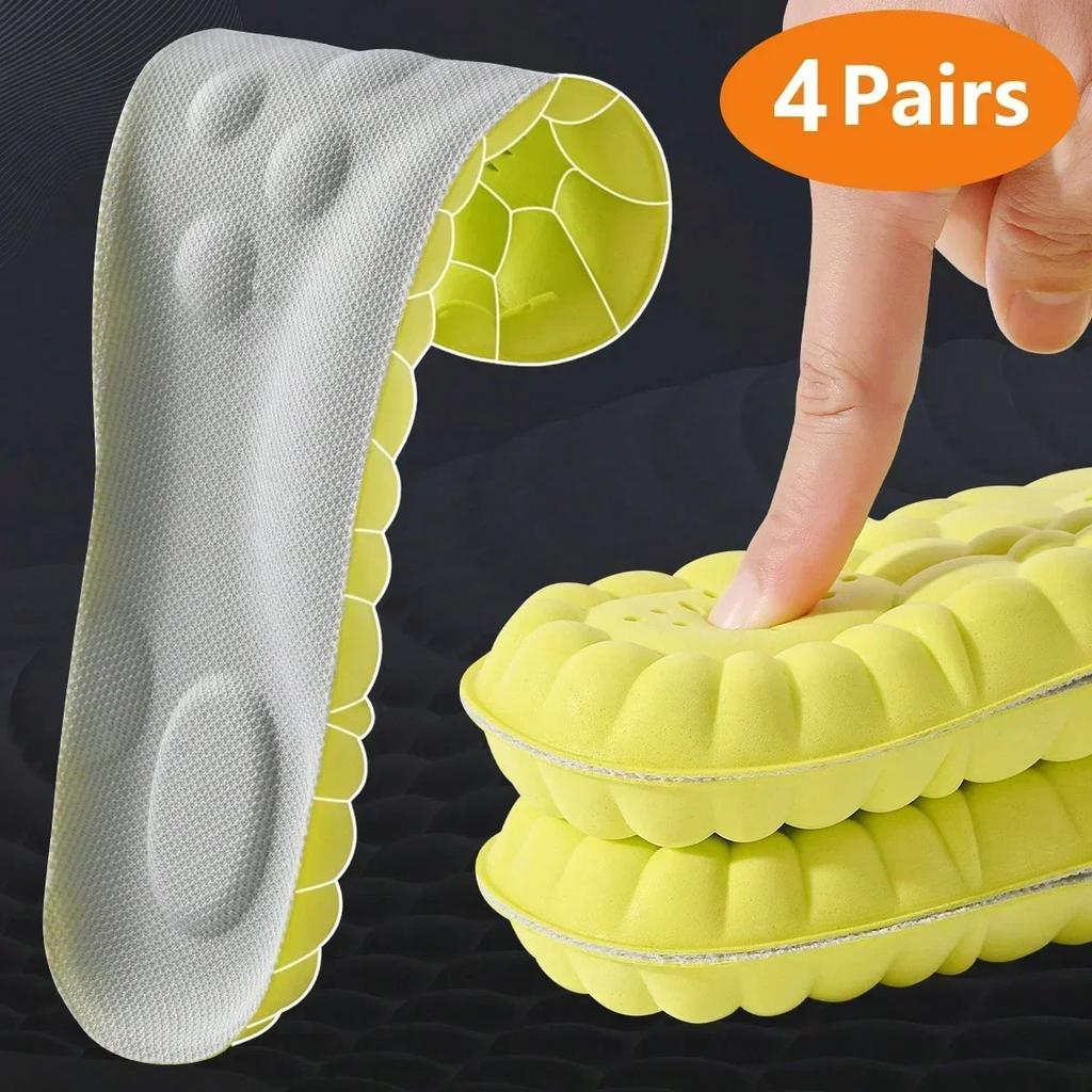 4D Sport Insole Super Soft Shoes Sole Pads for Feet Shock Absorption Baskets Shoe Sole Arch Support Orthopedic Inserts