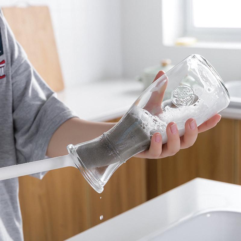 Nordic Style Long Handle Hanging Stain Removal Sponge Brush for Cup Cleaning