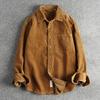 Solid Color Corduroy Vintage Shirt Men Spring Fashion Simple Basic Long Sleeve Blouse America Style Coats