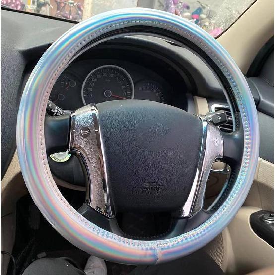 Color Changing Glossy Car Steering Wheel Cover For Women Girls,15" Universal Fit Auto Steering Wheel Protector Interior Decor Car Accessories (Gold)