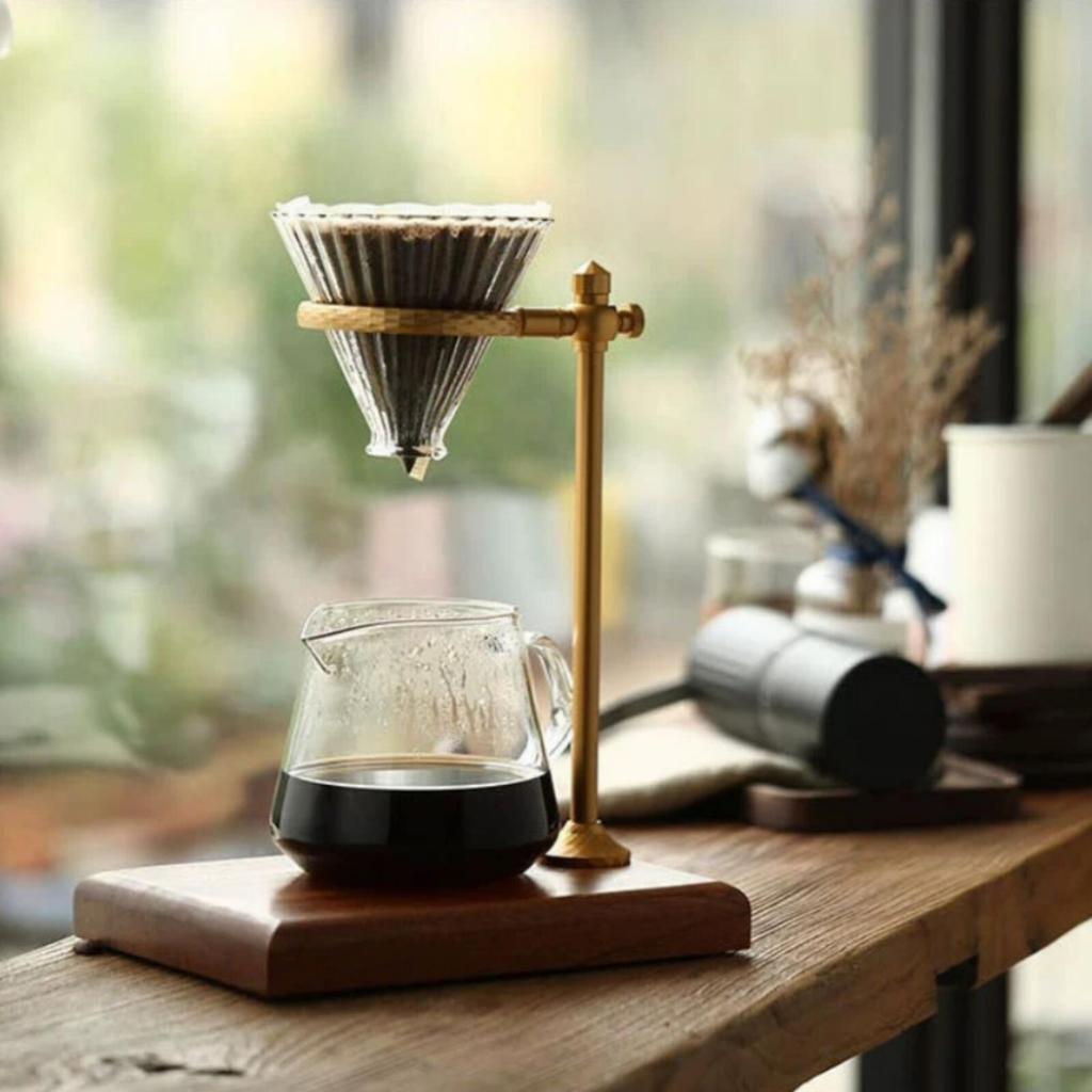 Coffee Dripper Stand with Wooden Base Minimalist Pour Over