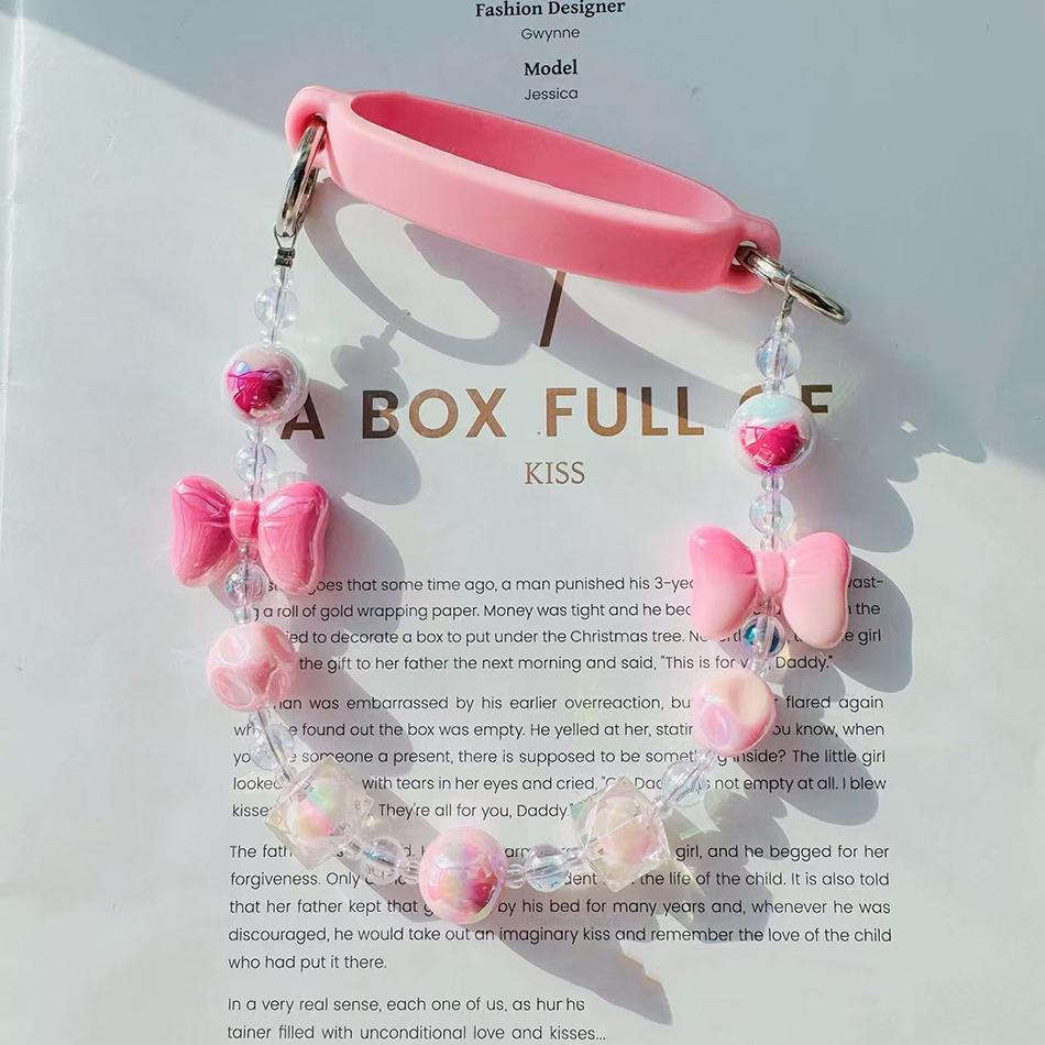 Neuer Tragbarer Wasserflaschen-Tragegurt-Halter Für 6-10cm Niedliche Rosa Schleife Silikon-Schlaufe Geeignet Für Stanley 30oz/40oz Schnabeltasse