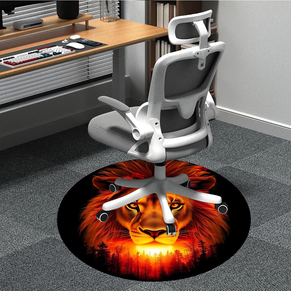 

1pc Lion Face Chair Carpet for Office, Soft, Non-Slip Polyester Mat, Office, Living Room, Bedroom, Durable Polyester yy251207158 80cm by 80cm