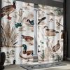 2pcs Elegant Mallard Duck Curtains - Brown & White   Nature-Inspired Design with Reed and Grass Print   Semi-Transparent for Bedro