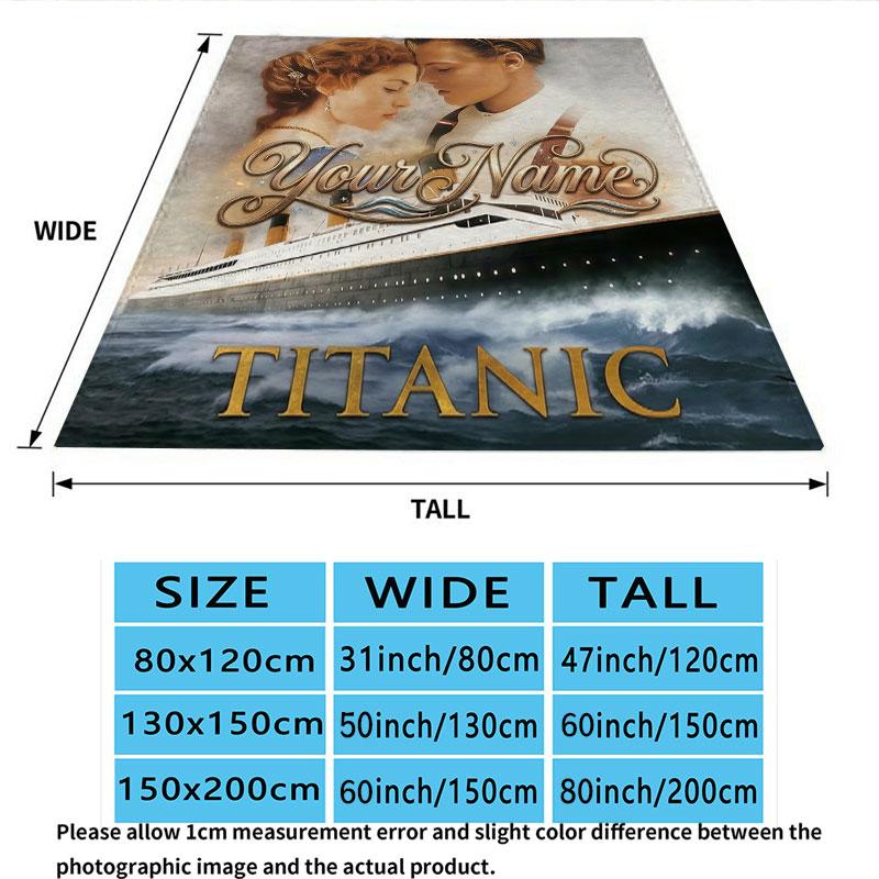 1PC Love Titanic Custom Name Patterned Flannel Blanket Suitable For All Seasons for Home Decor Warmth and Comfort Gifts Holiday Gift