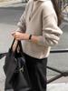 Women's Pure Wool Half-Open Collar Sweater - Autumn/Winter Knitwear, Loose Fit, Casual Style
