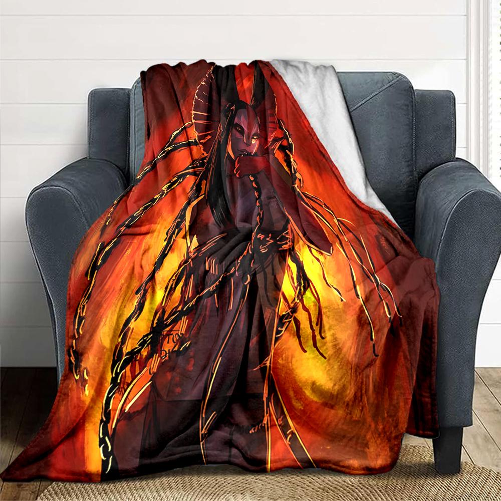 1Pc Fiery Demon Artwork Blanket For Couch Bed Plush Cozy Fuzzy Blanket Super Soft Warm Blankets For Fall And Winter 0918289