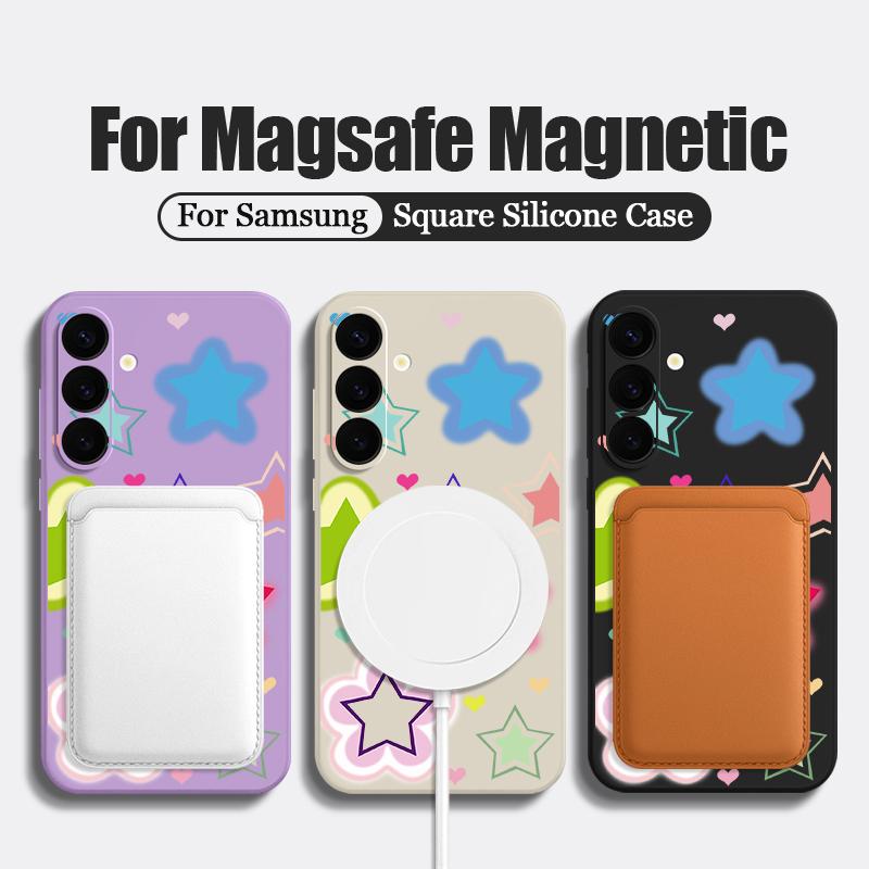 Buntes Sternenmuster Hülle für Samsung Galaxy S25 Ultra S24 S23 S22 Plus S21 S25 FE Magnetisch Für Magsafe Weiche Silikonhülle