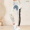 Damen Plus Size High Waist Bedruckte Leggings mit seitlicher Ösen-Schnürung, Vollbeinlänge, Eng anliegend