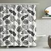 Black Leaf Shower Curtain Bathroom Decor Waterproof Home Design 180X180Cm