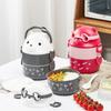 Bento Box impilabile Portatile Simpatico Cartone Animato Bambini Lunch Box Doppio Strato Contenitore per Alimenti Bento Box Termico con Orsetto per Occhiali