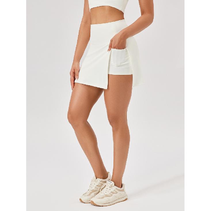 High Waisted Women'S Yoga Fitness Tennis With Lining Anti Glare Running Quick Drying Short Skirt Pants