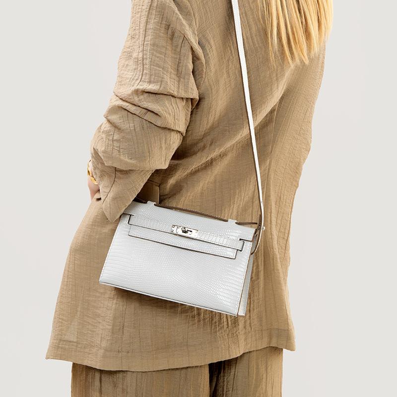 Erste Schicht Rindsleder-Imitation Echsenmuster Kelly Bag Mini-Handtasche Pendeln Vielseitiges Design Umhängetasche