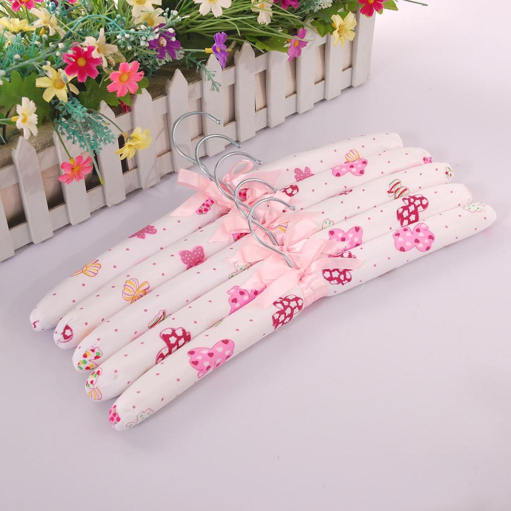 Floral Fabric & Wooden Non-Slip Clothes Hanger for Adults