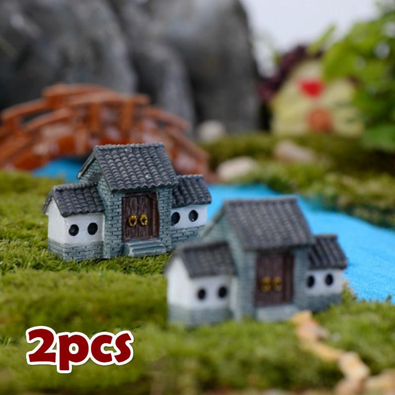 New 2PCS Ancient City Gate Chinese Archway Succulent Basin Decoration Accessories Moss Micro Landscape Ecological Bottle Decoration