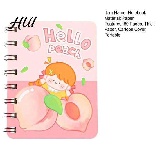 Portable Notebook Mini Cartoon Spiral Notebook, 80 Pages Pocket Small Smooth Page Turning Journal for Study Notes Cute Diary