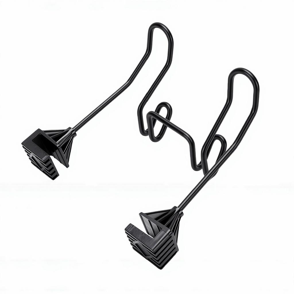 2pcs Car Headrest Hook Dual Hook Stainless Steel High Load Bearing Capacity Truck Hat Holder Black