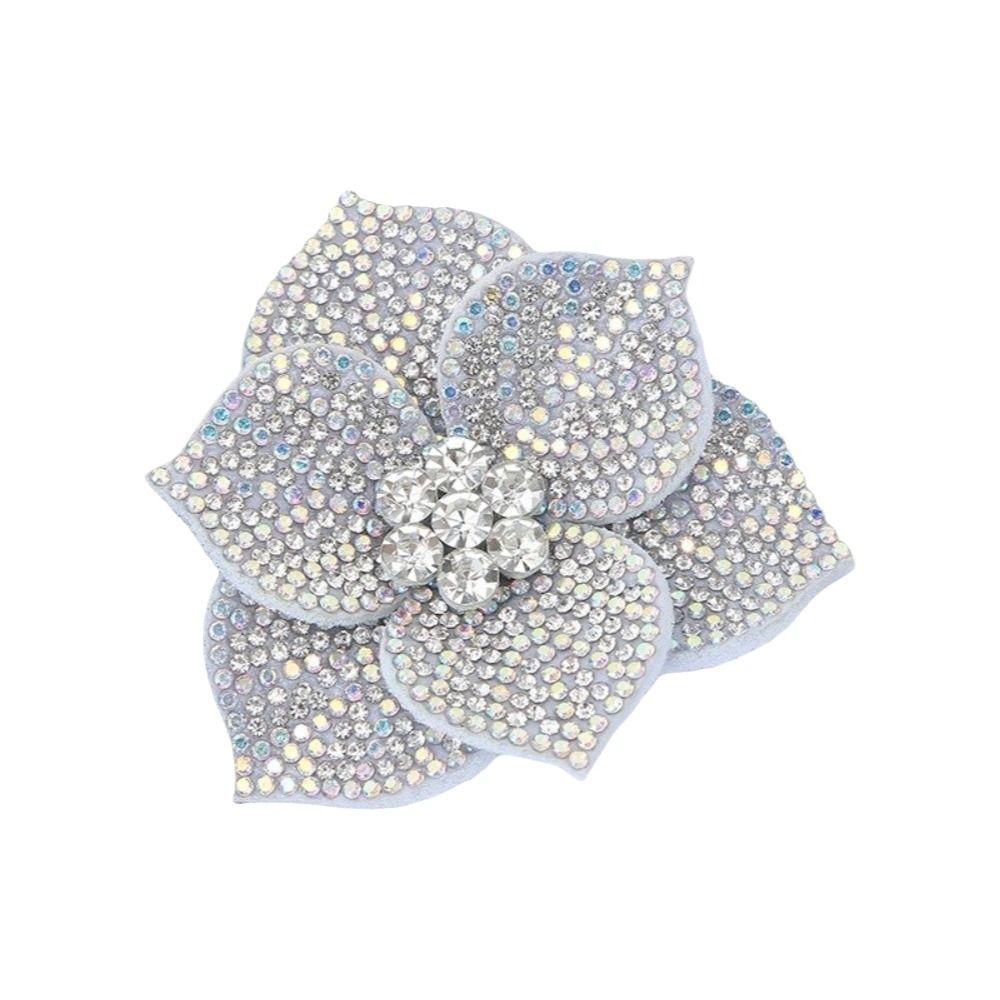 DIY Craft Rhinestone Flower Patches 3D Sew-On Applique  Headband Accessories Fabrics