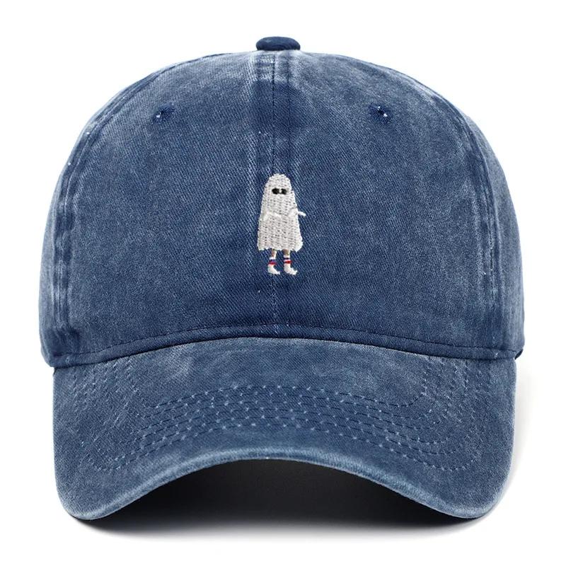 Halloween Ghost Embroidery Baseball Cap Adjustable Lightweight Motorcycle Helmet Style Headwear For Various