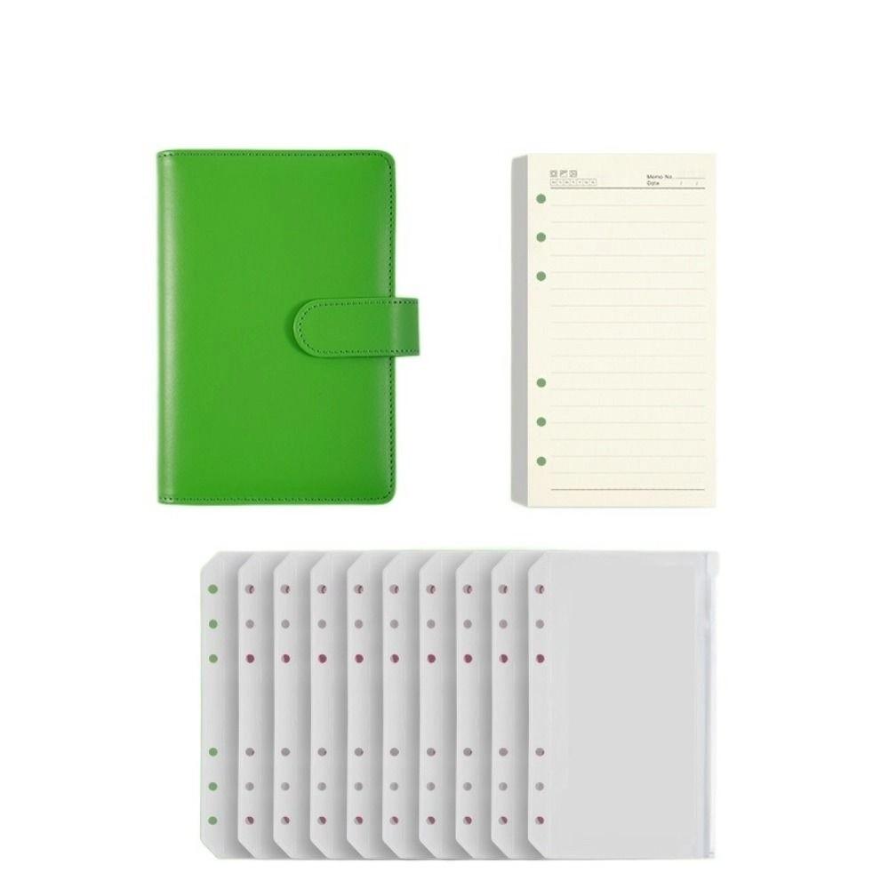 Pu Leather Loose-Leaf Notebook Macarone Color Budget Binder  Office Stationery Supplies