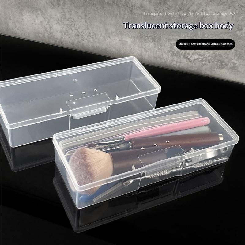 Nail Art Empty Storage Box Leakproof Transparent Rectangle Plastic Case for Nail Rhinestones Small Manicure Decorations