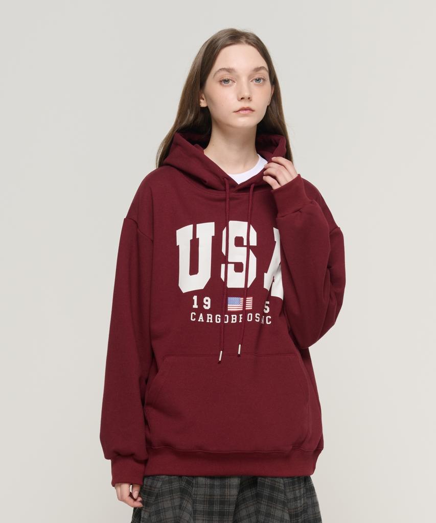 Amerikanischer Logo Hoodie (Wein)