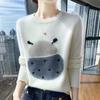 Elegant Gray Knit Women's Sweater: 2026 Autumn/Winter Base Layer - Trending Style, Season's Must-Have Top